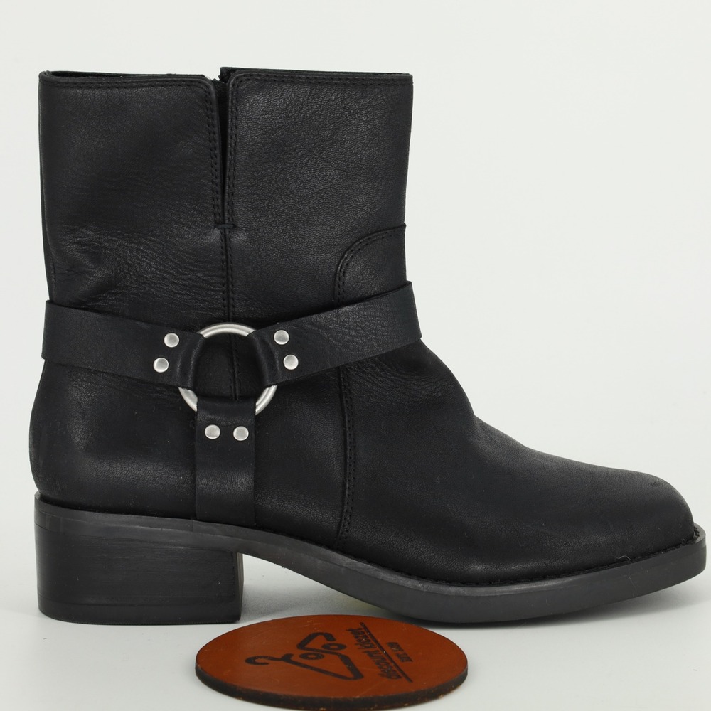 Sole Society Varick Leather Harness Ankle Boots Square Toe Size 9M Moto Biker